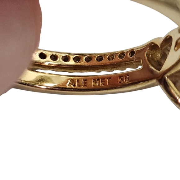 Pandora Shine Gold Double Band Heart CZ Ring Size 56 US 7.5 - Picture 6 of 6